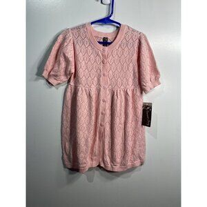 sweet ivy girls knit sweater dress button front pink short sleeve size 4